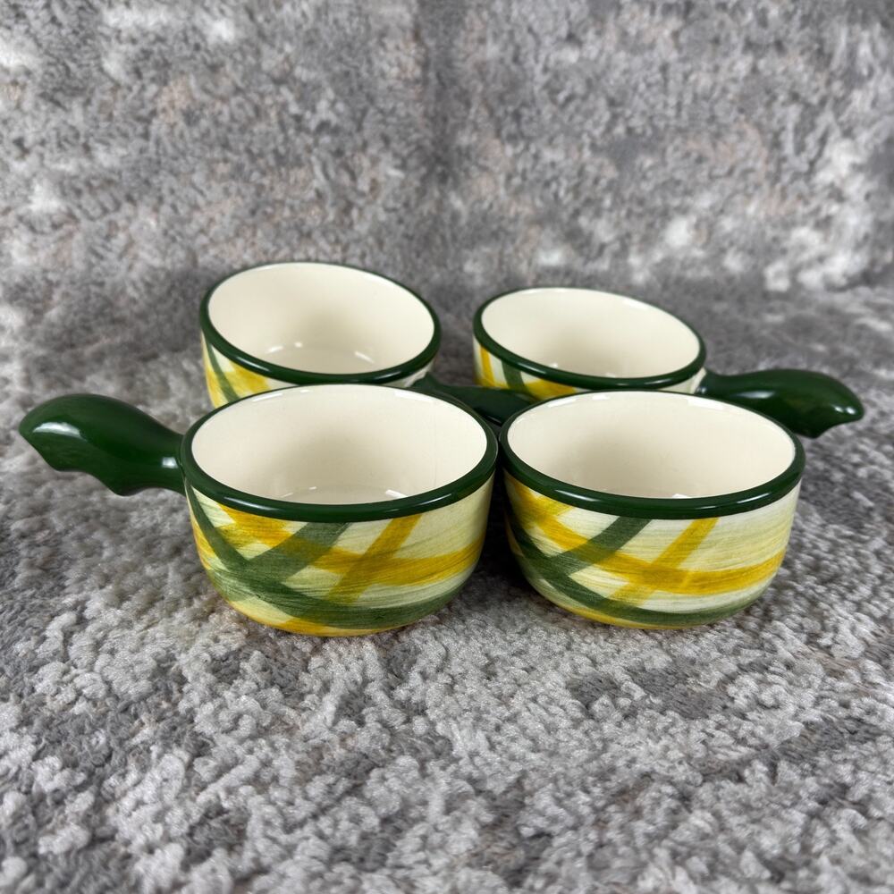Vintage Gingham Venonware Casserole Soup Cup Bowl Set of 4